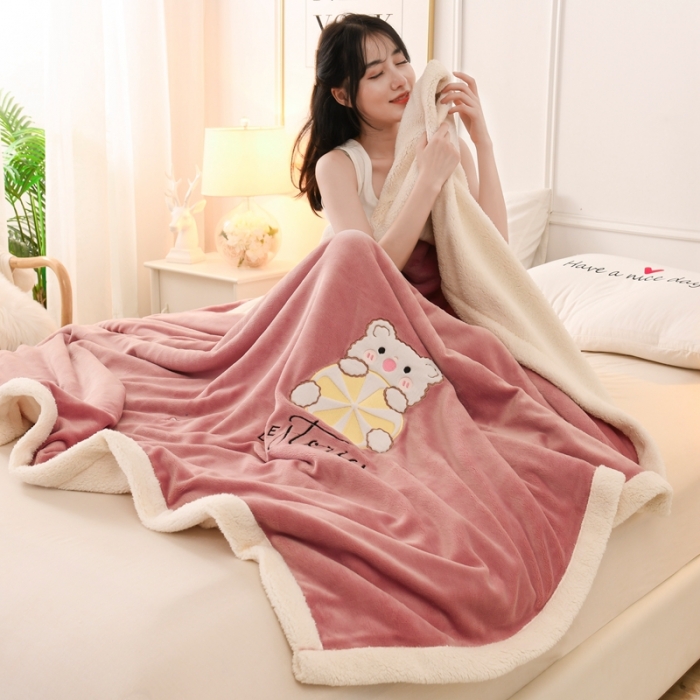 91家纺网 家纺一手货源 找家纺 （总）朗莎家纺 2020新款羊羔绒+牛奶绒毛毯