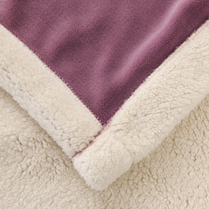 91家纺网 家纺一手货源 找家纺 朗莎家纺 2020新款羊羔绒+牛奶绒毛毯 柠檬熊-紫