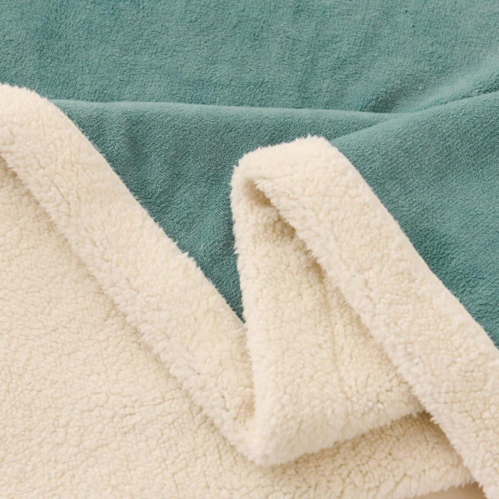 91家纺网 家纺一手货源 找家纺 朗莎家纺 2020新款羊羔绒+牛奶绒毛毯 三只小熊-湖蓝