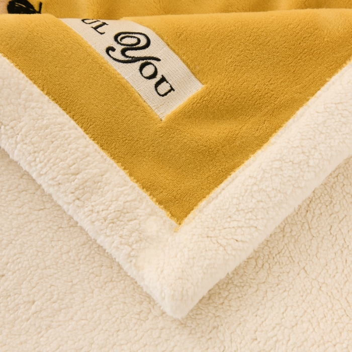 91家纺网 家纺一手货源 找家纺 朗莎家纺 2020新款羊羔绒+牛奶绒毛毯 三只小熊-黄