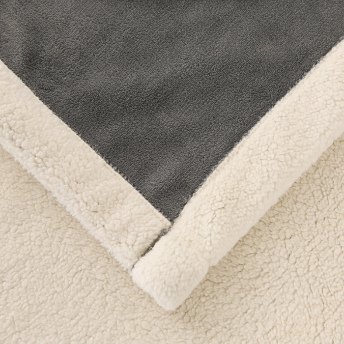 91家纺网 家纺一手货源 找家纺 朗莎家纺 2020新款羊羔绒+牛奶绒毛毯 三只小熊-灰