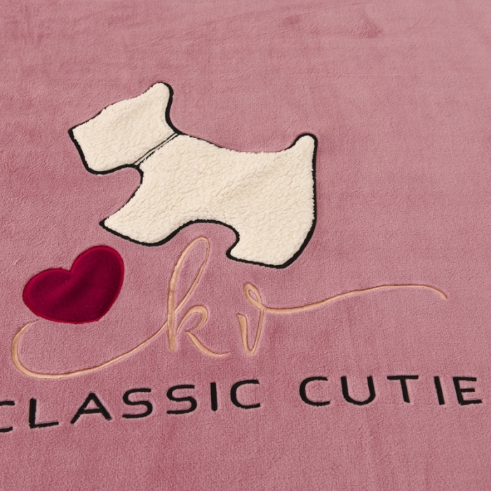 91家纺网 家纺一手货源 找家纺 朗莎家纺 2020新款羊羔绒+牛奶绒毛毯 神奇狗-豆沙