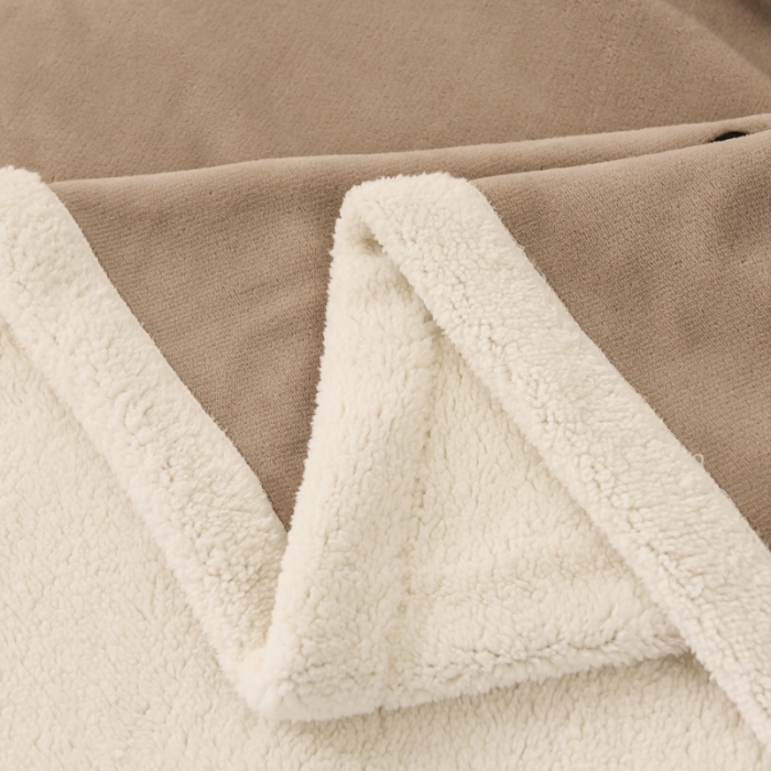 91家纺网 家纺一手货源 找家纺 朗莎家纺 2020新款羊羔绒+牛奶绒毛毯 神奇狗-卡其