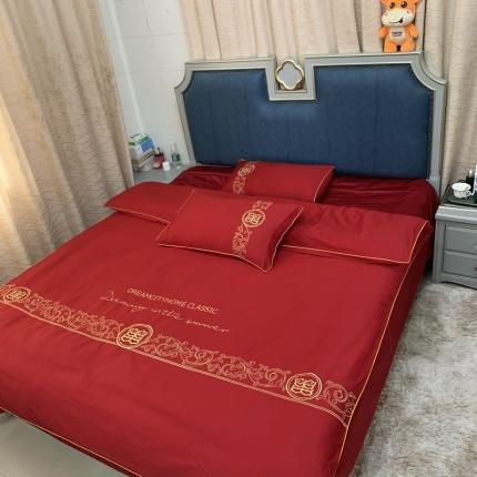 91家纺网 家纺一手货源 找家纺 （总）金麦 2020新款40支13372全棉刺绣婚庆系四件套