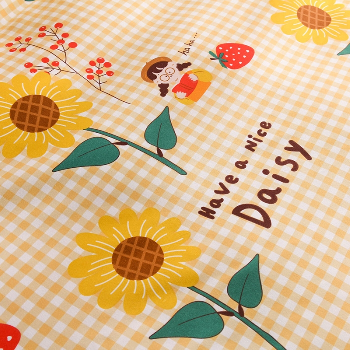 91家纺网 家纺一手货源 找家纺 赫然家纺 新款斜纹磨毛单品被套 向阳花开