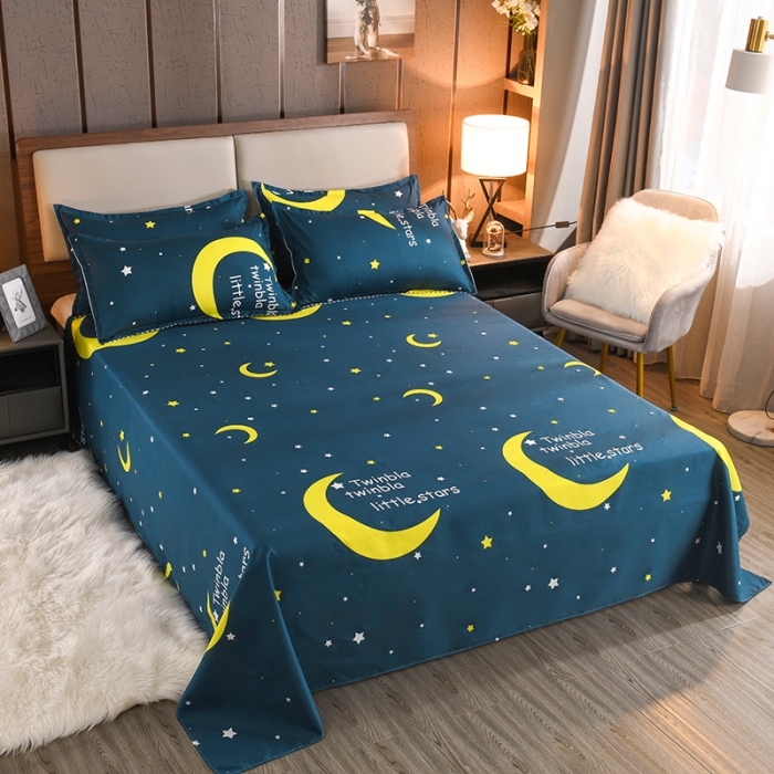 91家纺网 家纺一手货源 找家纺 赫然家纺 新款80g芦荟棉单品床单 月色星空