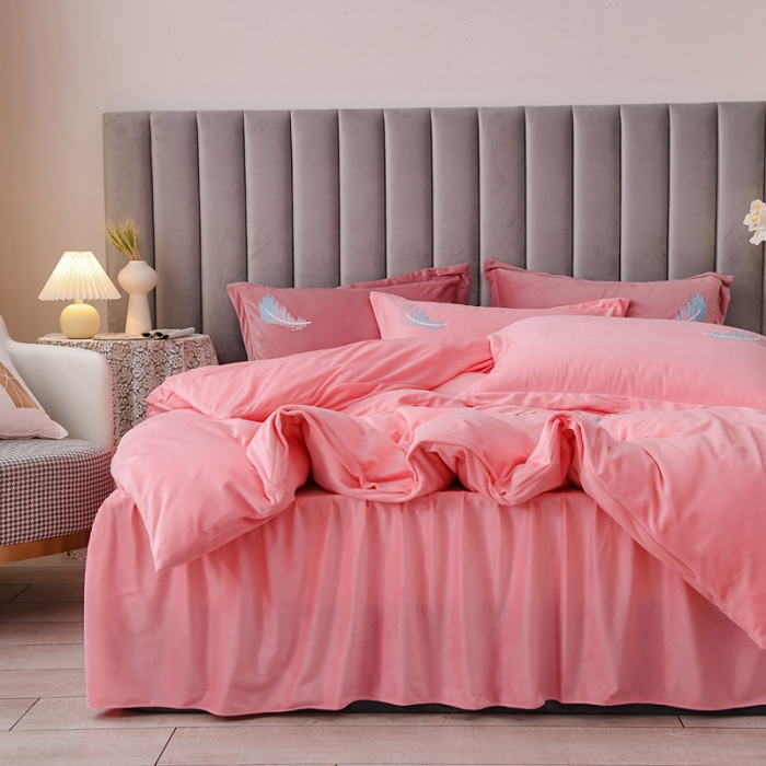 91家纺网 家纺一手货源 找家纺 （总）金米诺 2020新款宝宝绒绣花四件套