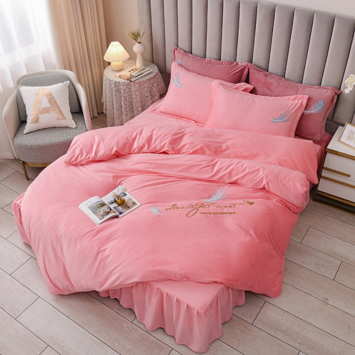 91家纺网 家纺一手货源 找家纺 （总）金米诺 2020新款宝宝绒绣花四件套