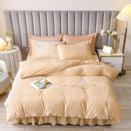 金米诺 2020新款宝宝绒绣花四件套 米咖