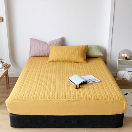 91家纺网 家纺一手货源 找家纺 纯棉水洗棉加厚夹棉床笠三件套榻榻米双面两用枕套秋冬床垫保护套