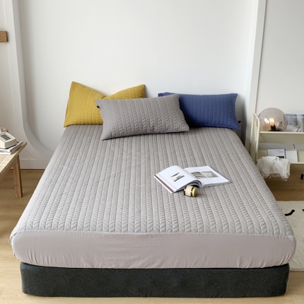 91家纺网 家纺一手货源 找家纺 纯棉水洗棉加厚床笠三件套榻榻米双面两用夹棉枕套秋冬床垫保护套