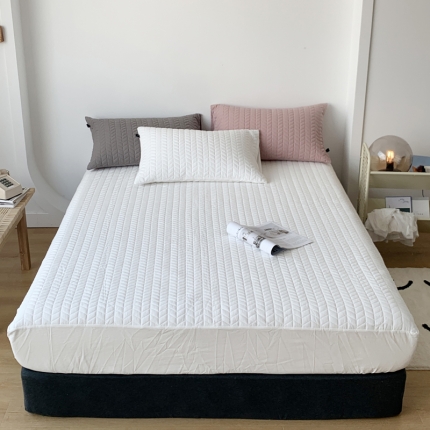 91家纺网 家纺一手货源 找家纺 纯棉水洗棉加厚床笠三件套榻榻米双面两用夹棉枕套秋冬床垫保护套