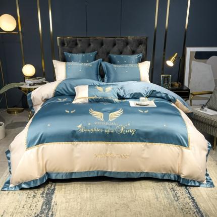 91家纺网 家纺一手货源 找家纺 总-博纳60s水洗真丝13372喷气全棉刺绣四件套-天使之翼