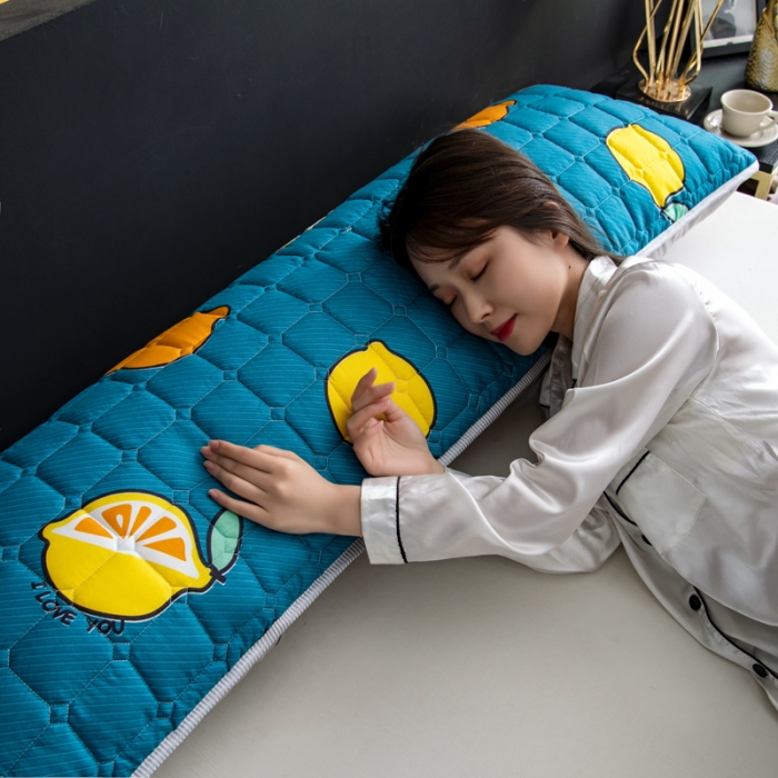 91家纺网 家纺一手货源 找家纺 圣比熊 防水枕套一对装双人枕套长枕套枕头套枕芯套翠绿色柠檬