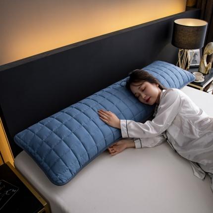 91家纺网 家纺一手货源 找家纺 圣比熊 防水枕套一对装双人枕套长枕套枕头套枕芯套湖蓝色牛仔蓝