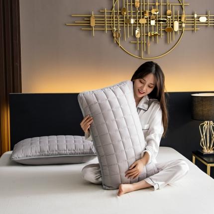 91家纺网 家纺一手货源 找家纺 圣比熊 防水枕套一对装双人枕套长枕套枕头套枕芯套灰色-绅士灰