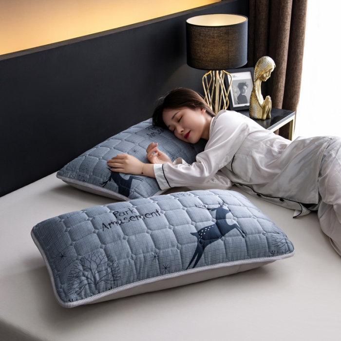 91家纺网 家纺一手货源 找家纺 圣比熊 防水枕套一对装双人枕套长枕套枕头套枕芯套深灰色-麋鹿