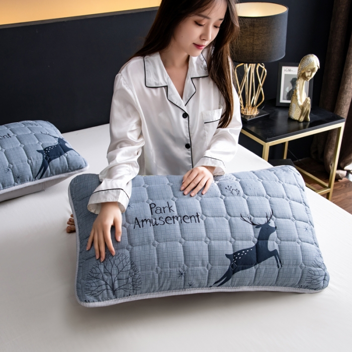 91家纺网 家纺一手货源 找家纺 圣比熊 防水枕套一对装双人枕套长枕套枕头套枕芯套深灰色-麋鹿