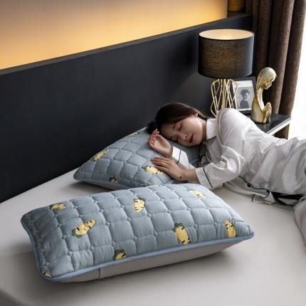 91家纺网 家纺一手货源 找家纺 圣比熊 防水枕套一对装双人枕套长枕套枕头套枕芯套萝卜-灰