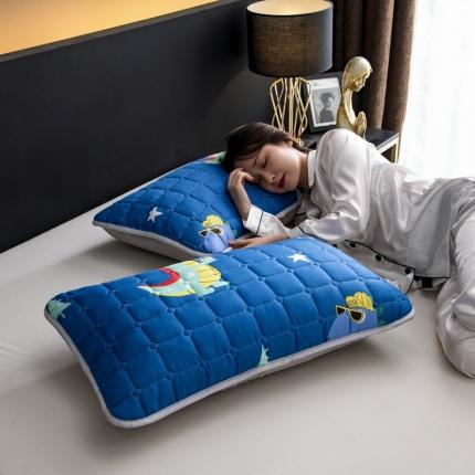 91家纺网 家纺一手货源 找家纺 圣比熊 防水枕套一对装双人枕套长枕套枕头套枕芯套蓝色-恐龙蓝