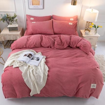 91家纺网 家纺一手货源 找家纺 仟网汇  2020新款水晶绒牛奶绒魔法绒四件套 婴儿绒-豆沙