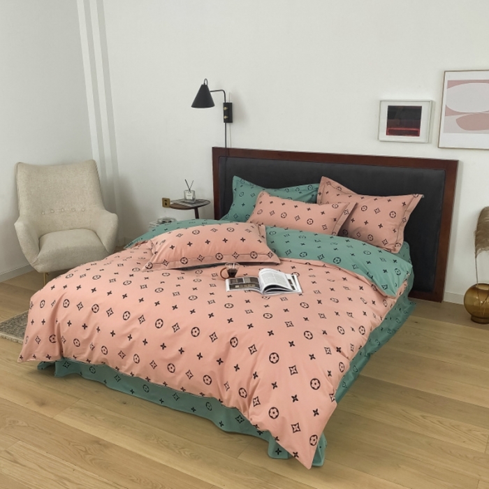 91家纺网 家纺一手货源 找家纺 棉生活 2021新款全棉铂金棉小资系列四件套 粉绿