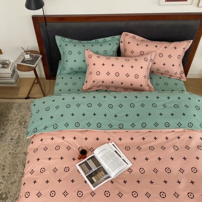 91家纺网 家纺一手货源 找家纺 棉生活 2021新款全棉铂金棉小资系列四件套 粉绿