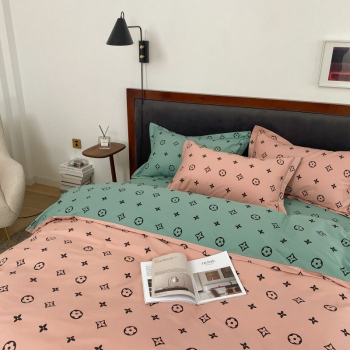 91家纺网 家纺一手货源 找家纺 棉生活 2021新款全棉铂金棉小资系列四件套 粉绿