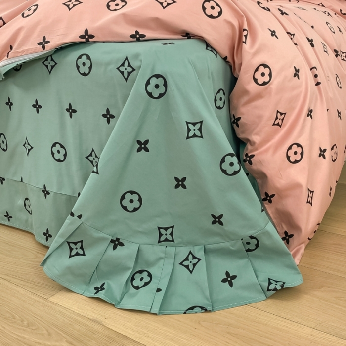 91家纺网 家纺一手货源 找家纺 棉生活 2021新款全棉铂金棉小资系列四件套 粉绿