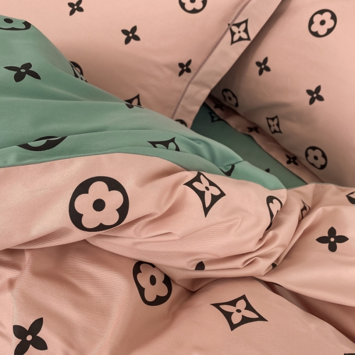 91家纺网 家纺一手货源 找家纺 棉生活 2021新款全棉铂金棉小资系列四件套 粉绿