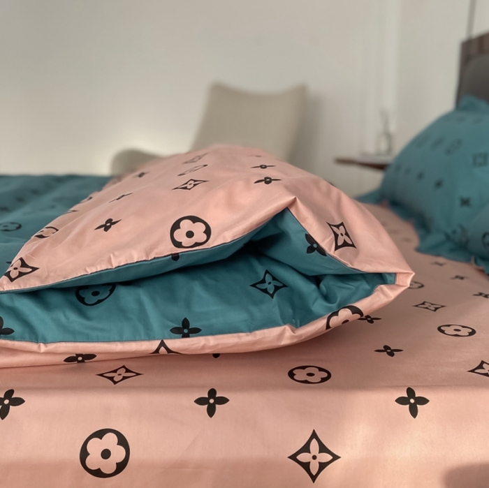 91家纺网 家纺一手货源 找家纺 棉生活 2021新款全棉铂金棉小资系列四件套 蓝粉