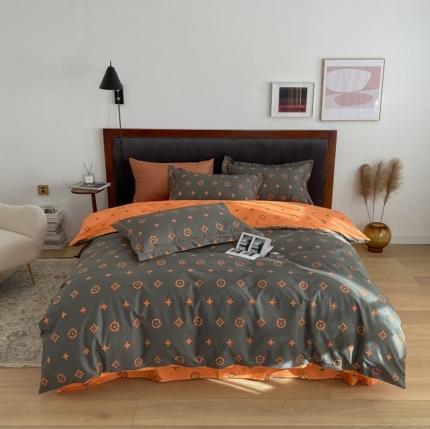 棉生活 2021新款全棉铂金棉小资系列四件套 棕桔