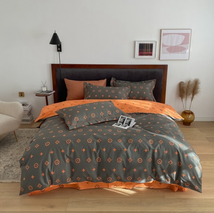 91家纺网 家纺一手货源 找家纺 棉生活 2021新款全棉铂金棉小资系列四件套 棕桔