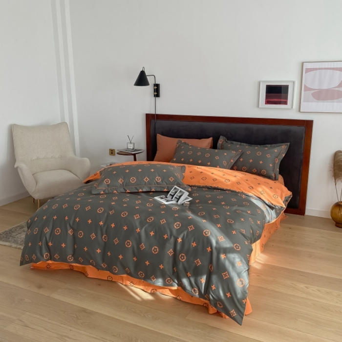 91家纺网 家纺一手货源 找家纺 棉生活 2021新款全棉铂金棉小资系列四件套 棕桔