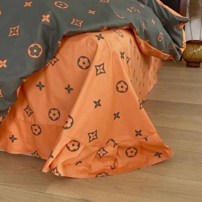 91家纺网 家纺一手货源 找家纺 棉生活 2021新款全棉铂金棉小资系列四件套 棕桔