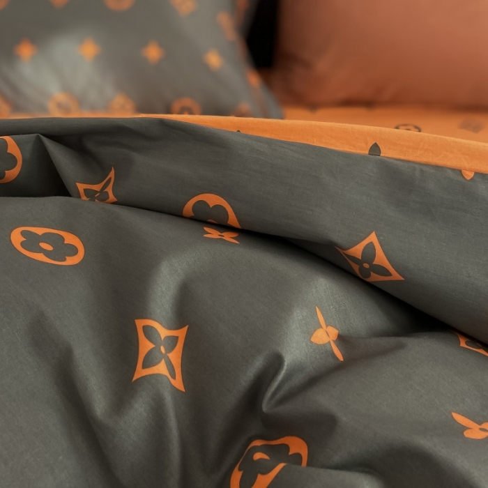 91家纺网 家纺一手货源 找家纺 棉生活 2021新款全棉铂金棉小资系列四件套 棕桔