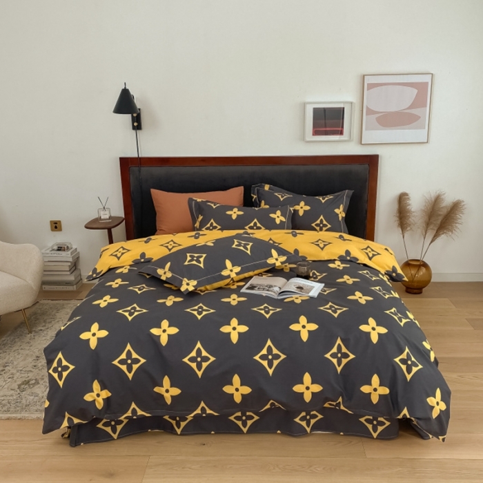 91家纺网 家纺一手货源 找家纺 棉生活 2021新款全棉铂金棉小资系列四件套 路易威咖