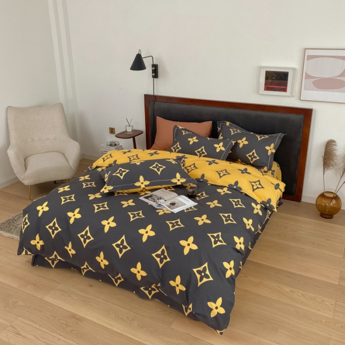 91家纺网 家纺一手货源 找家纺 棉生活 2021新款全棉铂金棉小资系列四件套 路易威咖