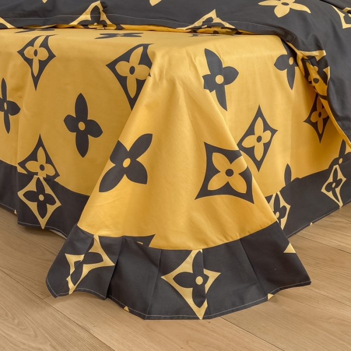 91家纺网 家纺一手货源 找家纺 棉生活 2021新款全棉铂金棉小资系列四件套 路易威咖