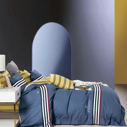 棉生活新款40S臻棉四件套 风尚之约蓝