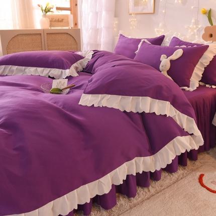 后庭寝室 2020新款公主风磨毛纯情系列四件套 纯情-深紫