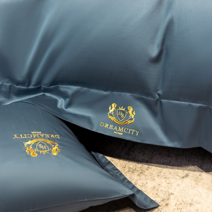 91家纺网 家纺一手货源 找家纺 蓝巢家纺 60支全棉长绒棉皇家系列四件套 皇家-月影蓝