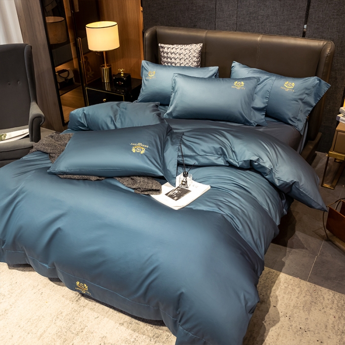 91家纺网 家纺一手货源 找家纺 蓝巢家纺 60支全棉长绒棉皇家系列四件套 皇家-月影蓝