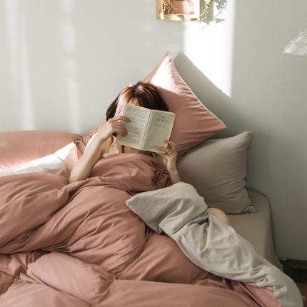 原研家居 2020新款全棉针织棉纯色系列单被套 浅豆沙米咖