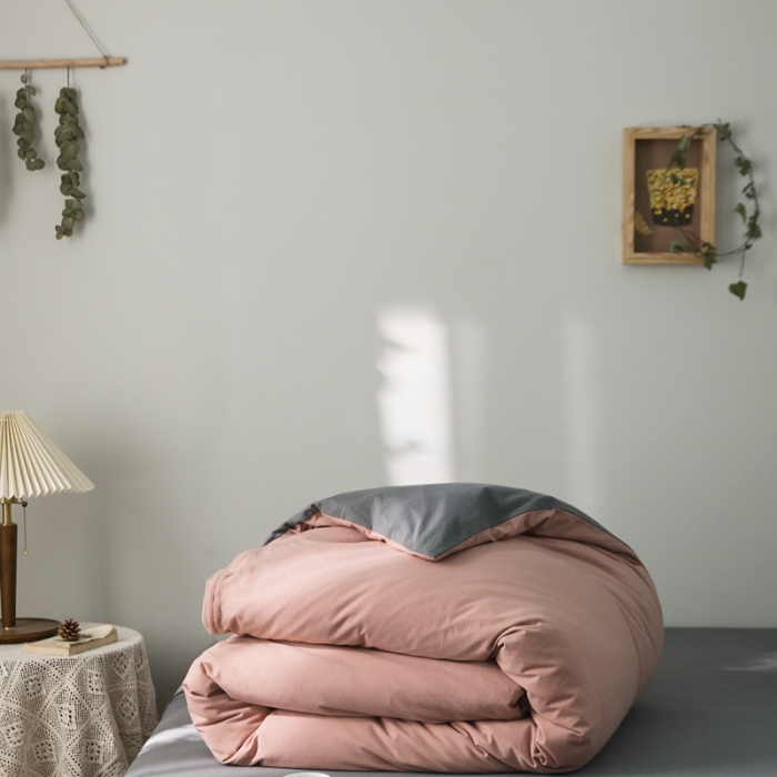 91家纺网 家纺一手货源 找家纺 原研家居 2020新款全棉针织棉纯色系列单被套 浅豆沙中灰