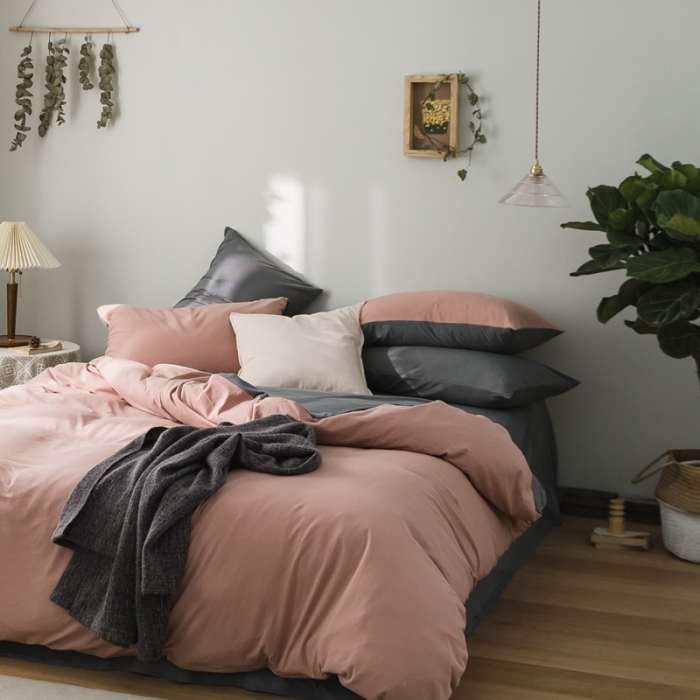 91家纺网 家纺一手货源 找家纺 原研家居 2020新款全棉针织棉纯色系列单被套 浅豆沙中灰