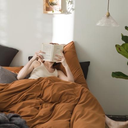 原研家居 2020新款全棉针织棉纯色系列单被套 焦糖色