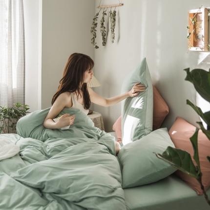 原研家居 2020新款全棉针织棉纯色系列单被套 薄荷绿