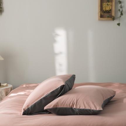 91家纺网 家纺一手货源 找家纺 原研家居 2020全棉针织棉纯色系列单枕套一对 浅豆沙中灰