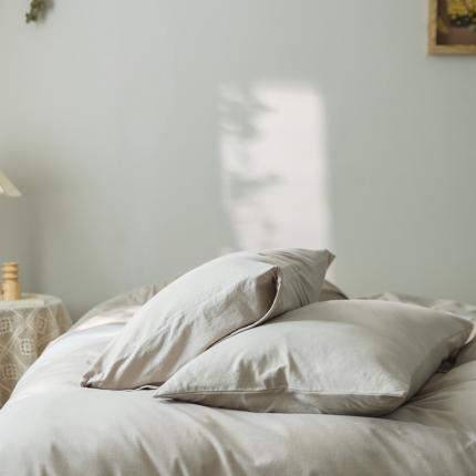 91家纺网 家纺一手货源 找家纺 原研家居 2020全棉针织棉纯色系列单枕套一对 米咖